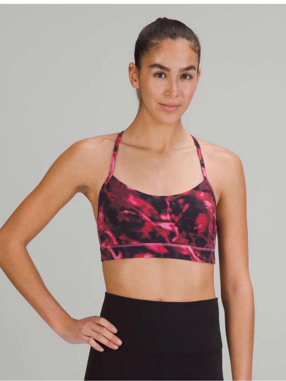 Lululemon Flow Y Nulu Bra Pink Black 12